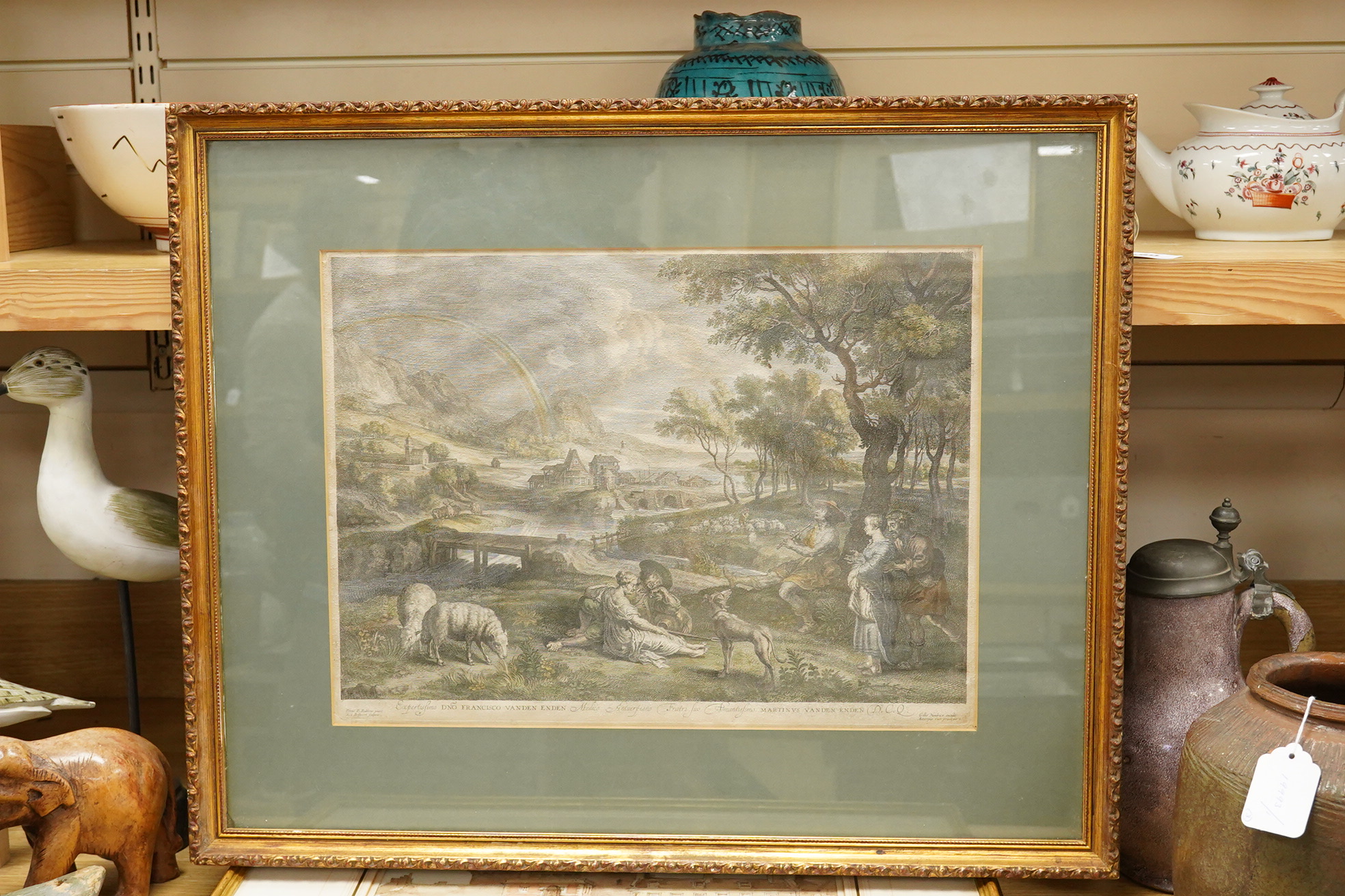 Schelte Adams à Bolswert (1586-1659) after Peter Paul Rubens (Flemish, 1577-1640)’, ‘The Rainbow Landscape’, hand coloured coloured engraving, 34 x 46cm